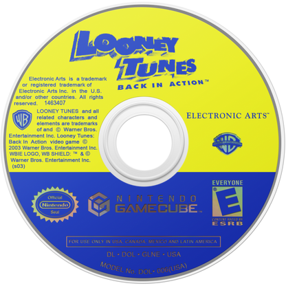 Looney Tunes Back in Action GameCube game featuring cartoon-style action adventure gameplay with classic Looney Tunes characters disc
