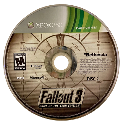 Fallout 3 [Game of the Year Platinum Hits] disc for Xbox 360 (X360) post-apocalyptic role-playing video 