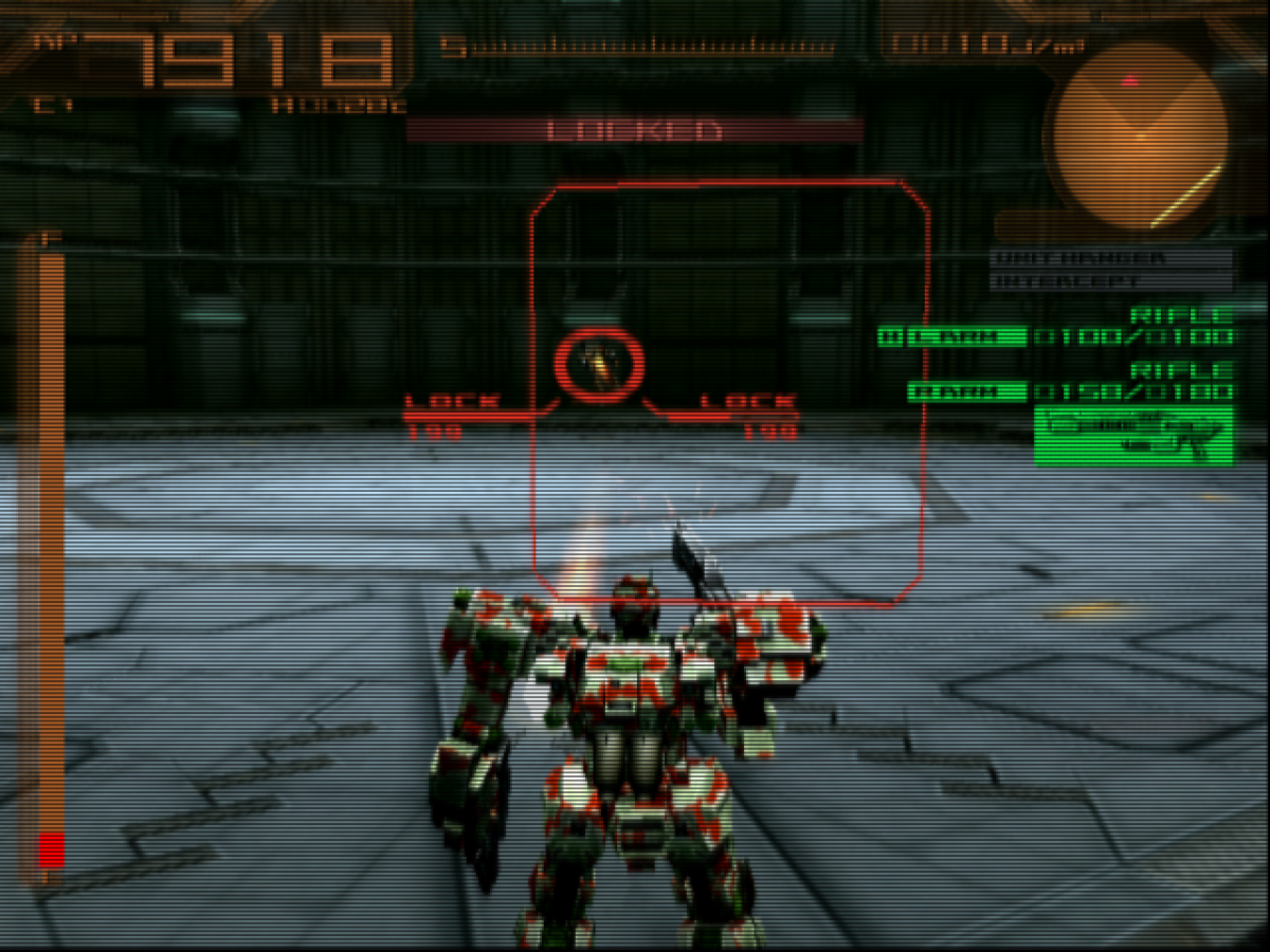 Armored Core 2 for PlayStation 2 (PS2) featuring deep mecha customization as you build and pilot a high-powered AC through intense mercenary missions on a colonized Mars; engage in fast-paced 3D combat and manage heat levels and weaponry to climb the arena ranks in this foundational 32-bit sequel gameplay screenshot