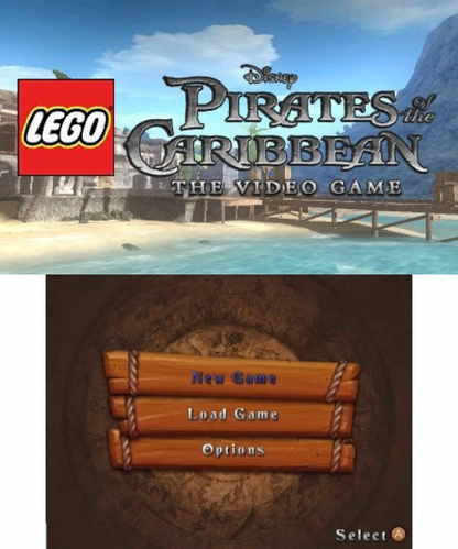 LEGO Pirates of the Caribbean: The Video Game start screen for Nintendo DS (DS) action adventure video game