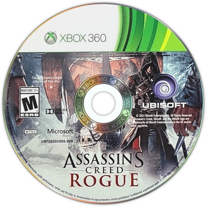Assassin's Creed: Rogue disc for Xbox 360 (X360) action-adventure video game