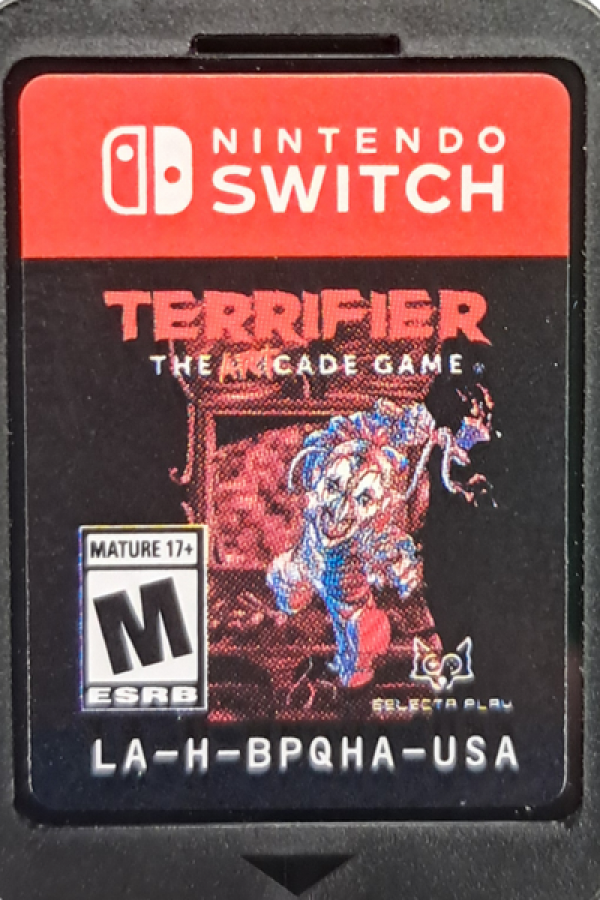 Terrifier The ARTcade Game Nintendo Switch for video game enthusiasts featuring side scrolling beat em up gameplay retro inspired pixel art brutal arcade action cooperative multiplayer horror themed levels Art the Clown and collectible gaming appeal cartridge
