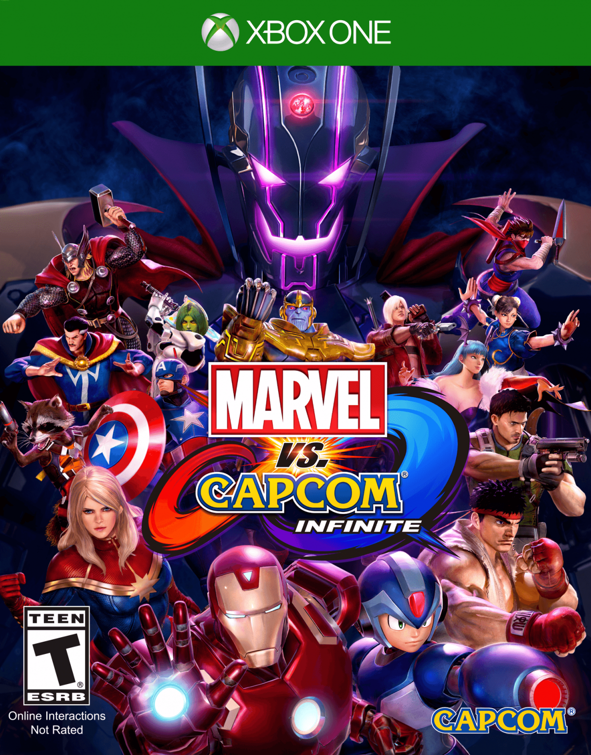 Marvel vs Capcom Infinite Xbox One fast-paced tag-team fighting game with Marvel and Capcom characters and cinematic story battles cover art