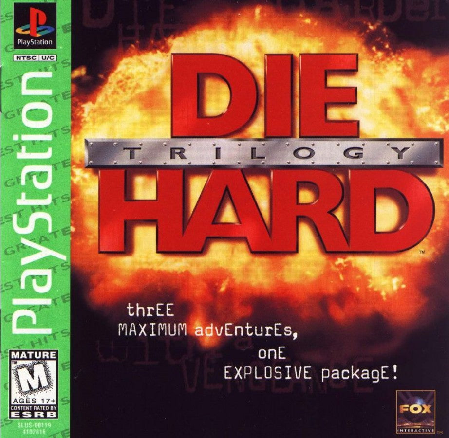 Die Hard Trilogy Greatest Hits retro action shooter game compilation for PlayStation 1 (PS1) cover art