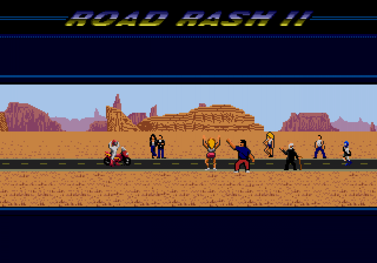 Road Rash II Sega Genesis game featuring high speed motorcycle racing, aggressive combat mechanics, and classic arcade style gameplay gameplay