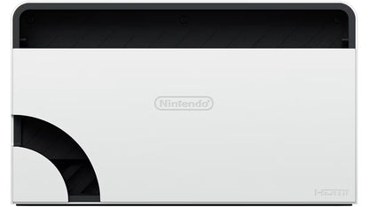 Official Nintendo Switch OLED Model dock accessory in White color TV connection HDMI USB ports charging dock standalone replacement original Nintendo accessory back panel
