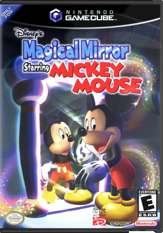 Cover art for Disney’s Magical Mirror Starring Mickey Mouse GameCube game featuring family-friendly adventure gameplay and interactive storybook puzzles