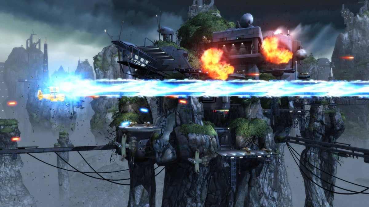 Sine Mora EX Nintendo Switch NS for shoot em up video game fans featuring side scrolling bullet hell gameplay intense aerial combat time manipulation mechanics challenging enemy waves boss battles cinematic storytelling multiple playable characters arcade action and collectible gaming appeal gameplay