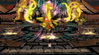 Ōkami HD Nintendo Switch inspired design featuring mythological action adventure aesthetic Japanese ink wash art style divine wolf protagonist celestial brush magic puzzle solving exploration and boss battles flowing watercolor inspired world presentation gameplay