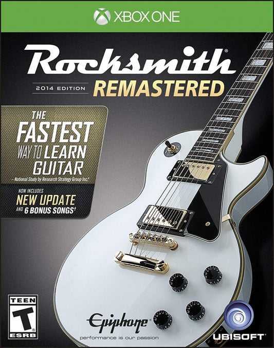 Rocksmith 2014 Edition Remastered for Xbox One, cover image for a music rhythm guitar learning video game