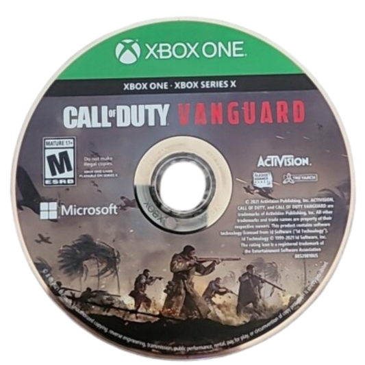 Call of Duty Vanguard game for the Xbox One featuring first person shooter gameplay set in World War II with cinematic campaign missions multiplayer modes and cooperative Zombies experience across global battlefronts disc 