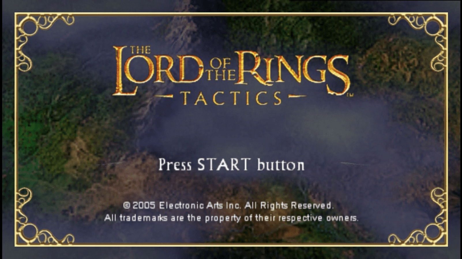 The Lord of the Rings Tactics title screen for PSP video game