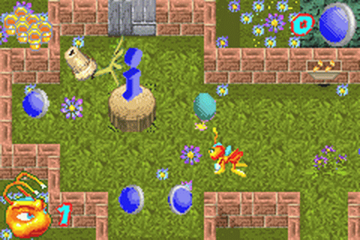 Zapper for Game Boy Advance, gameplay for an action platformer video game with arcade-style gameplay, obstacle navigation, bug-themed levels, and fast-paced challenges