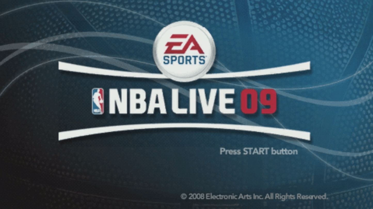 NBA Live 09 title screen for Playstation Portable video game. 