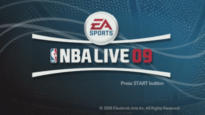 NBA Live 09 title screen for Playstation Portable video game. 