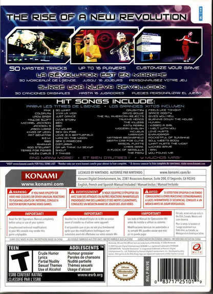 Karaoke Revolution back cover art for Nintendo Wii (Wii) video game