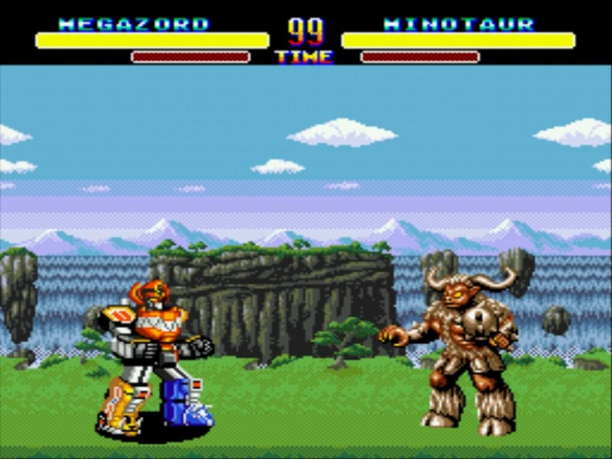 Mighty Morphin Power Rangers retro Sega Genesis video game featuring side scrolling action combat, superhero battles, cooperative gameplay and classic Genesis entertainment - gameplay