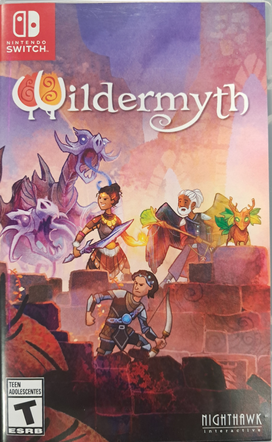 Wildermyth Nintendo Switch inspired design featuring fantasy tactical role playing adventure aesthetic procedurally generated storytelling turn based squad combat evolving heroes rich character development hand illustrated visuals and epic campaign gameplay presentation front cover