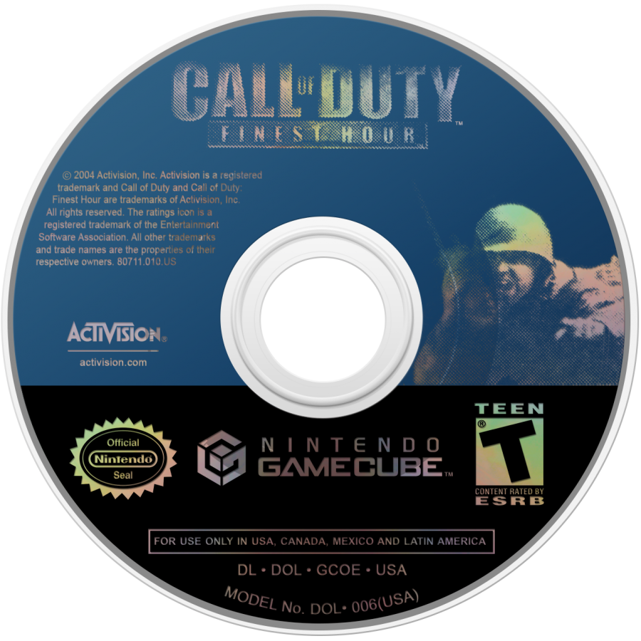 Call of Duty: Finest Hour disc for GameCube (GC) World War II first-person shooter video game
