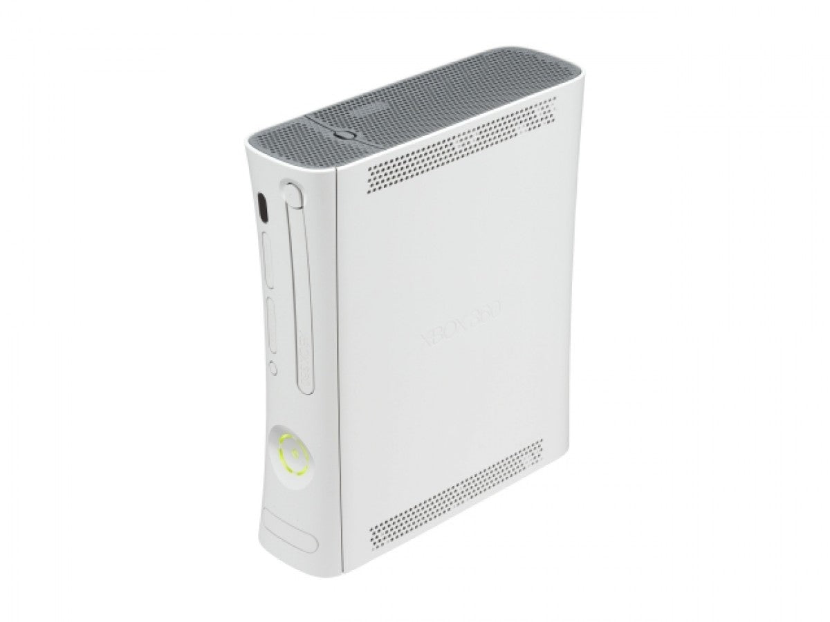 White Xbox 360 home gaming console top view