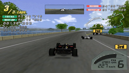 Flag to Flag game for the Sega Dreamcast featuring motorcycle racing simulation gameplay with realistic physics track racing modes time trials and competitive races focused on high speed two wheeled motorsport competition gameplay 