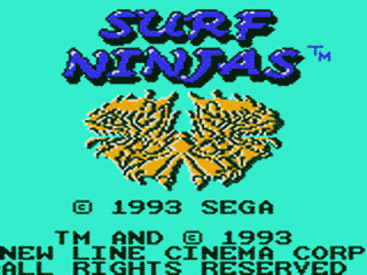 Surf Ninjas title screen for Sega Game Gear (GG) video game