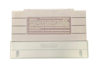 Breath of Fire Super Nintendo Entertainment System SNES retro video game role playing adventure featuring dragon transformations turn based combat fantasy characters exploration magical abilities challenging battles classic 16 bit graphics Super Nintendo gaming experience retro game collection appeal back of cartridge