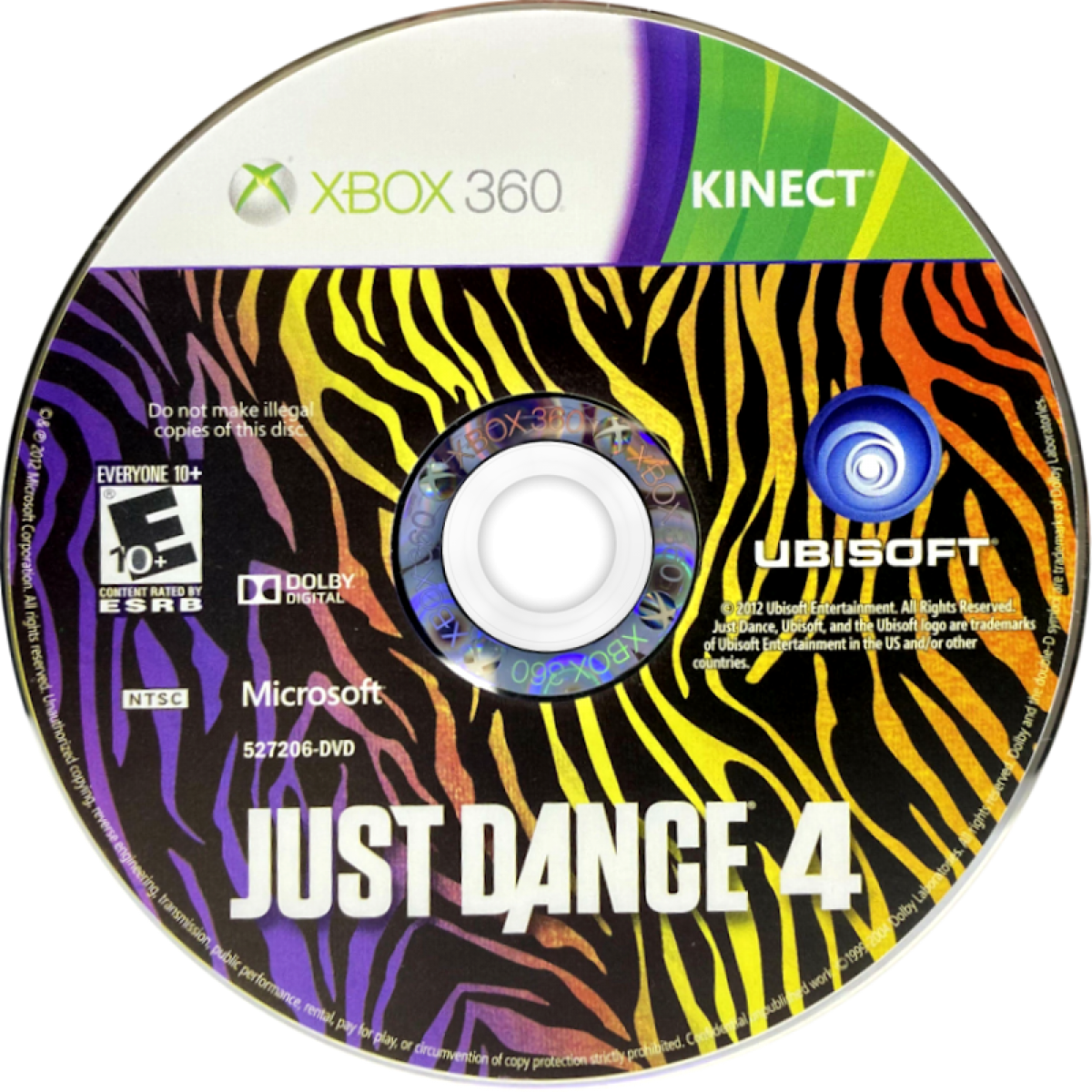 Just Dance 4 rhythm dance party video game featuring energetic choreography popular music tracks multiplayer modes and fun motion controlled gameplay for players of all ages disc