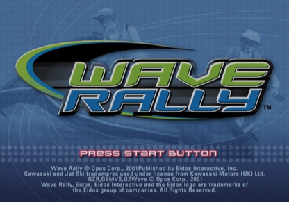 Wave Rally – PlayStation 2 (PS2) video game title screen, arcade water racing.