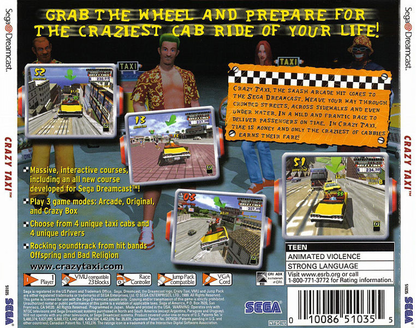 Crazy Taxi back cover art for Sega Dreamcast (DC) video game