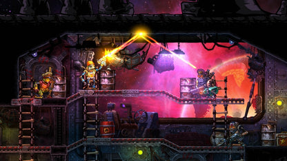 SteamWorld Collection game for the PlayStation 4 featuring a compilation of SteamWorld Dig and SteamWorld Heist with action platforming and turn based strategy gameplay set in a stylized steampunk world with exploration and resource gathering gameplay