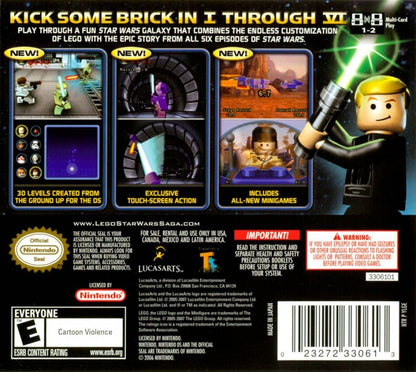 LEGO Star Wars: The Complete Saga back of case for Nintendo DS (DS) action adventure video game