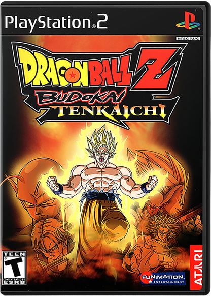 Dragon Ball Z: Budokai Tenkaichi cover art for PlayStation 2 (PS2) anime-based 3D arena fighting video game