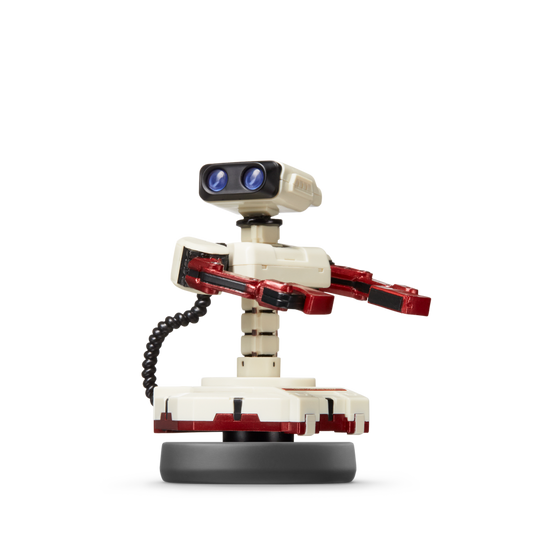 R O B Super Smash Bros series amiibo figure Famicom version color scheme gray red with Gyromite stylings training compatible loose figure good condition