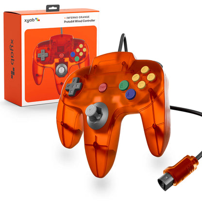 XYAB brand Inferno Orange Nintendo 64 controller wired gaming accessory