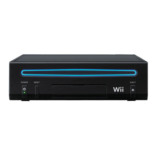 Nintendo Wii Black non backwards compatible console with third party controller good condition Wii