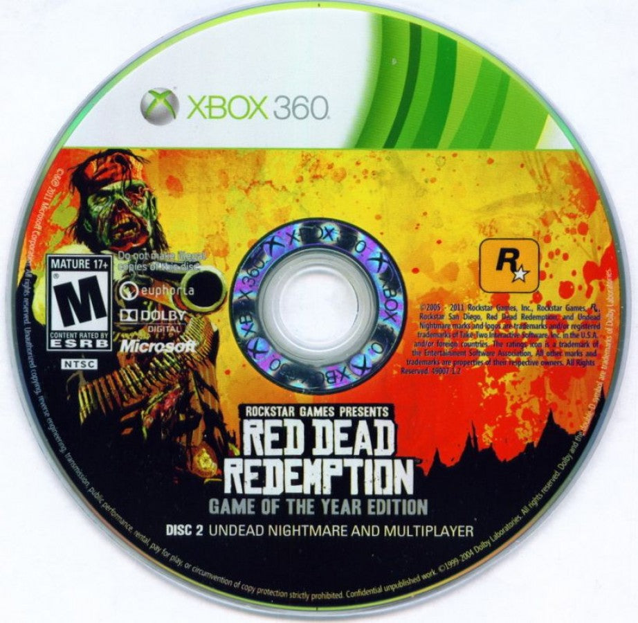 Red Dead Redemption Game of the Year Edition disc cover art for and Xbox 360