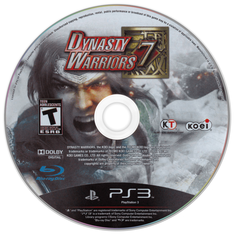 Dynasty Warriors 7 disc for PlayStation 3 (PS3) video game