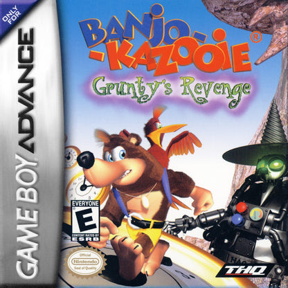 Banjo Kazooie Grunty's Revenge Game Boy Advance GBA video game featuring action platforming gameplay Banjo and Kazooie adventure colorful worlds enemy battles puzzle solving collectible items and classic handheld Nintendo gameplay retro video game collection collectible gaming appeal cover art