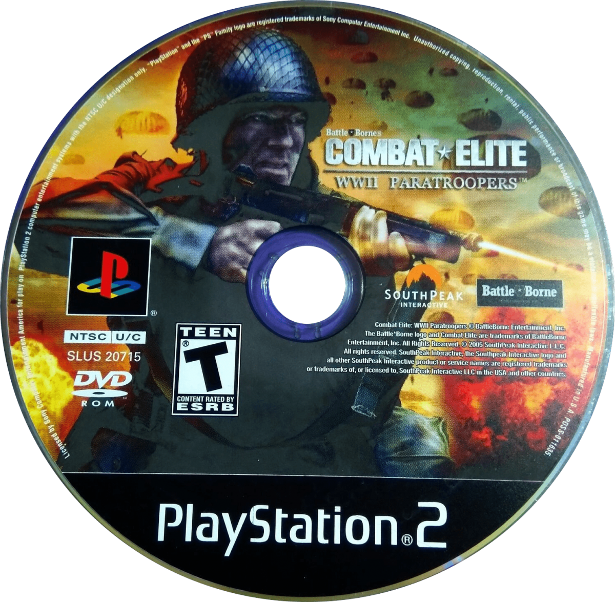 Combat Elite: WWII Paratroopers for PlayStation 2 with World War II themed tactical action and squad-based missions disc
