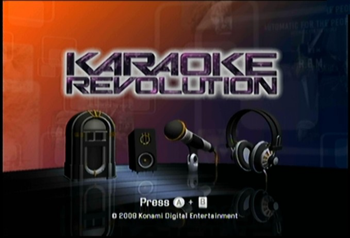 Karaoke Revolution title screen for Nintendo Wii (Wii) video game
