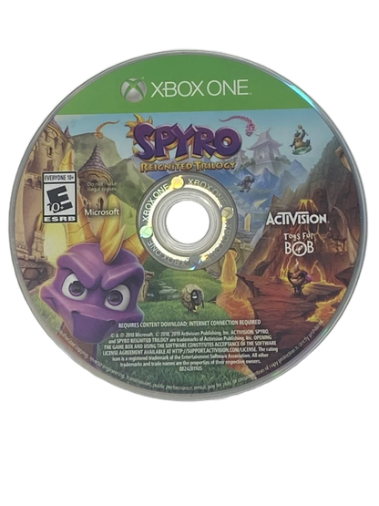Spyro Reignited Trilogy Xbox One remastered collection featuring Spyro the Dragon, Spyro 2 Ripto's Rage, and Spyro Year of the Dragon with updated graphics, platforming adventure, and collectible gems, tested working, fast shipping disc art 