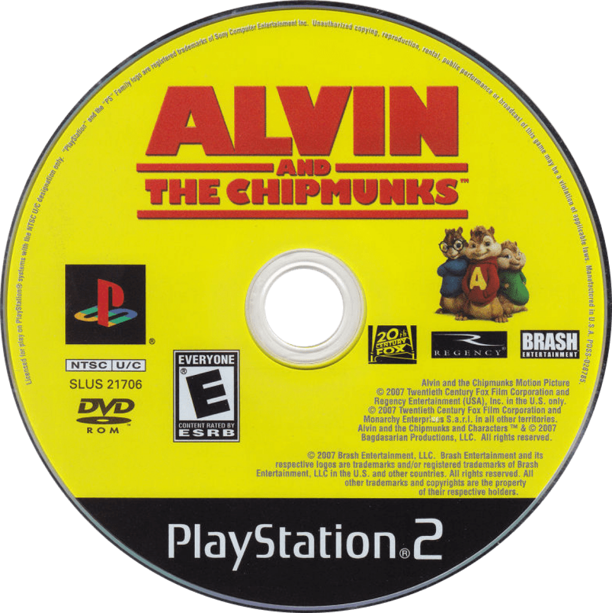 Alvin and the Chipmunks PS2 platformer video game disc