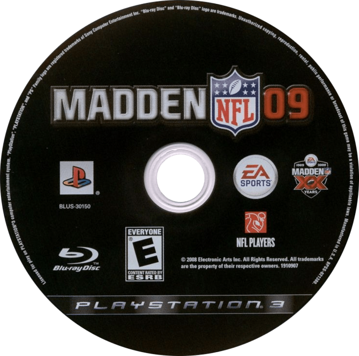 Madden NFL 09 [20th Anniversary Edition] disc art for PlayStation 3 (PS3) video game