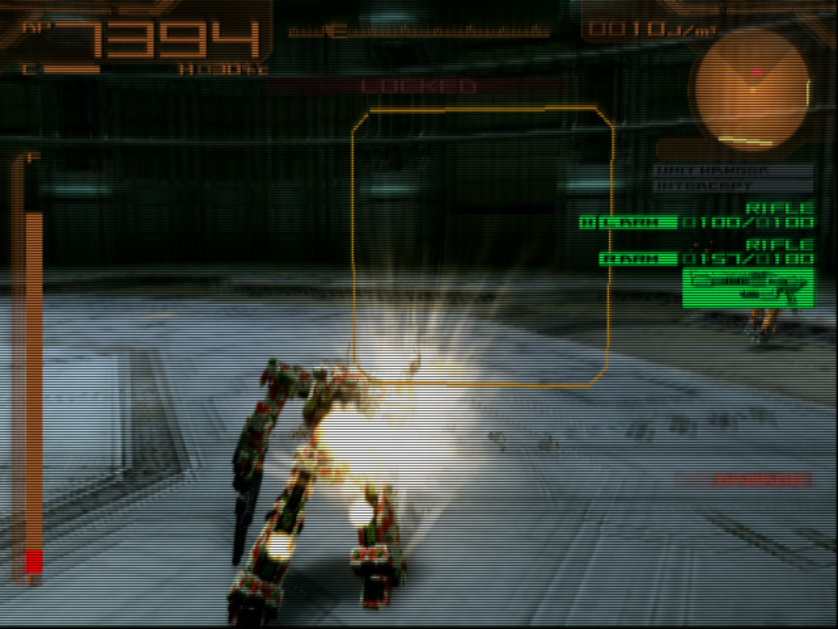 Armored Core 2 for PlayStation 2 (PS2) featuring deep mecha customization as you build and pilot a high-powered AC through intense mercenary missions on a colonized Mars; engage in fast-paced 3D combat and manage heat levels and weaponry to climb the arena ranks in this foundational 32-bit sequel gameplay screenshot