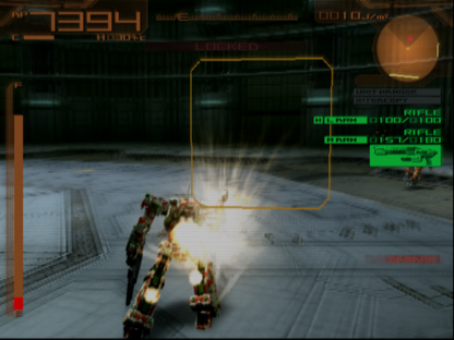 Armored Core 2 for PlayStation 2 (PS2) featuring deep mecha customization as you build and pilot a high-powered AC through intense mercenary missions on a colonized Mars; engage in fast-paced 3D combat and manage heat levels and weaponry to climb the arena ranks in this foundational 32-bit sequel gameplay screenshot