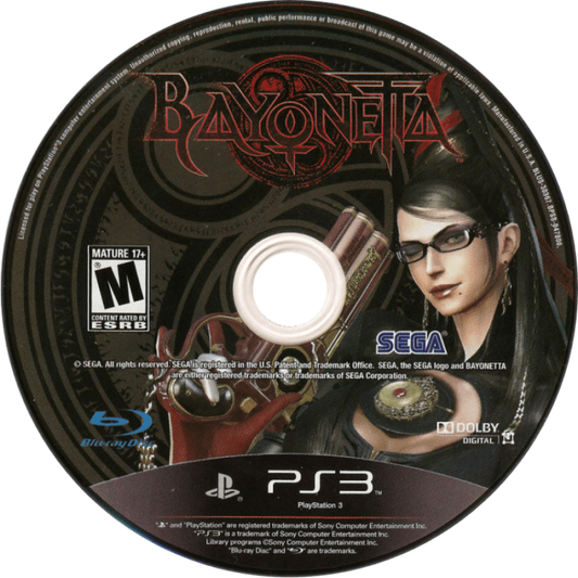 Bayonetta disc for PlayStation 3 (PS3) video game
