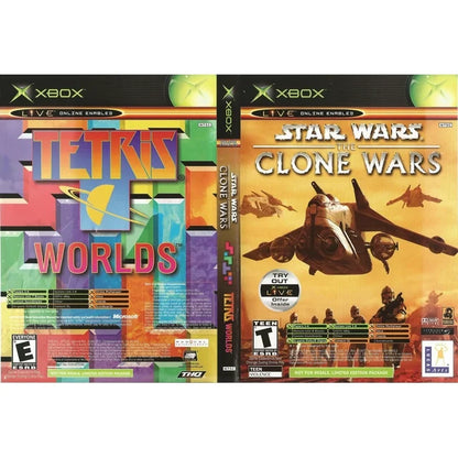 Star Wars The Clone Wars and Tetris Worlds Online Edition dual pack cover art for Xbox video game