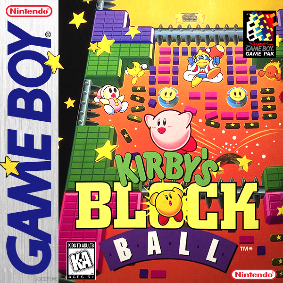 Kirby's Block Ball cover art for Game Boy (GB) video game