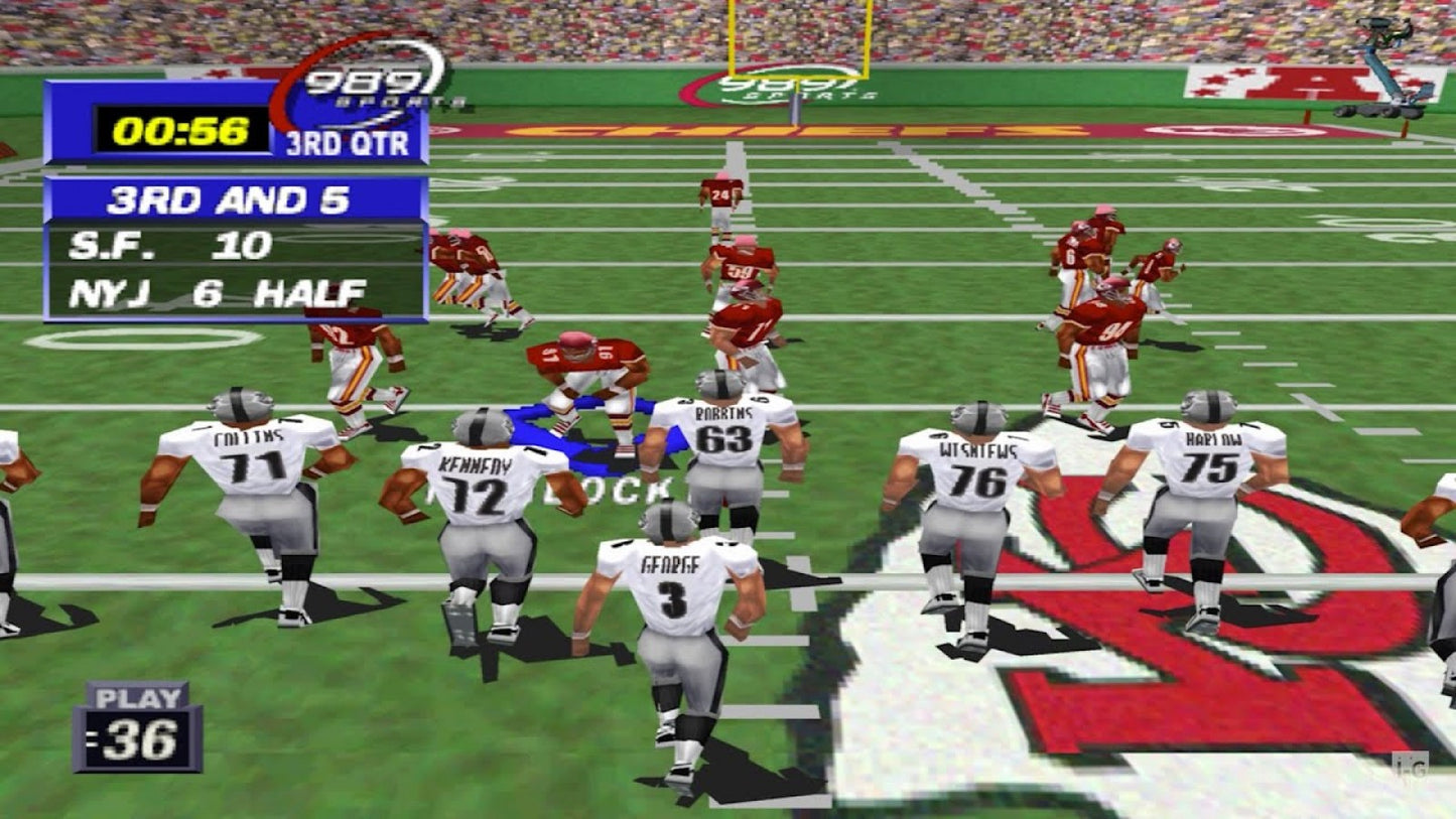 NFL GameDay 2000 PlayStation 1 football sports simulation video game 989 Sports NFL license all 31 teams franchise mode create-a-player Season Mode Exhibition authentic gameplay Sony PlayStation original gameplay screenshot